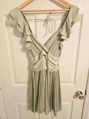 Mable Light Green Ruffle Mini Dress Size Large